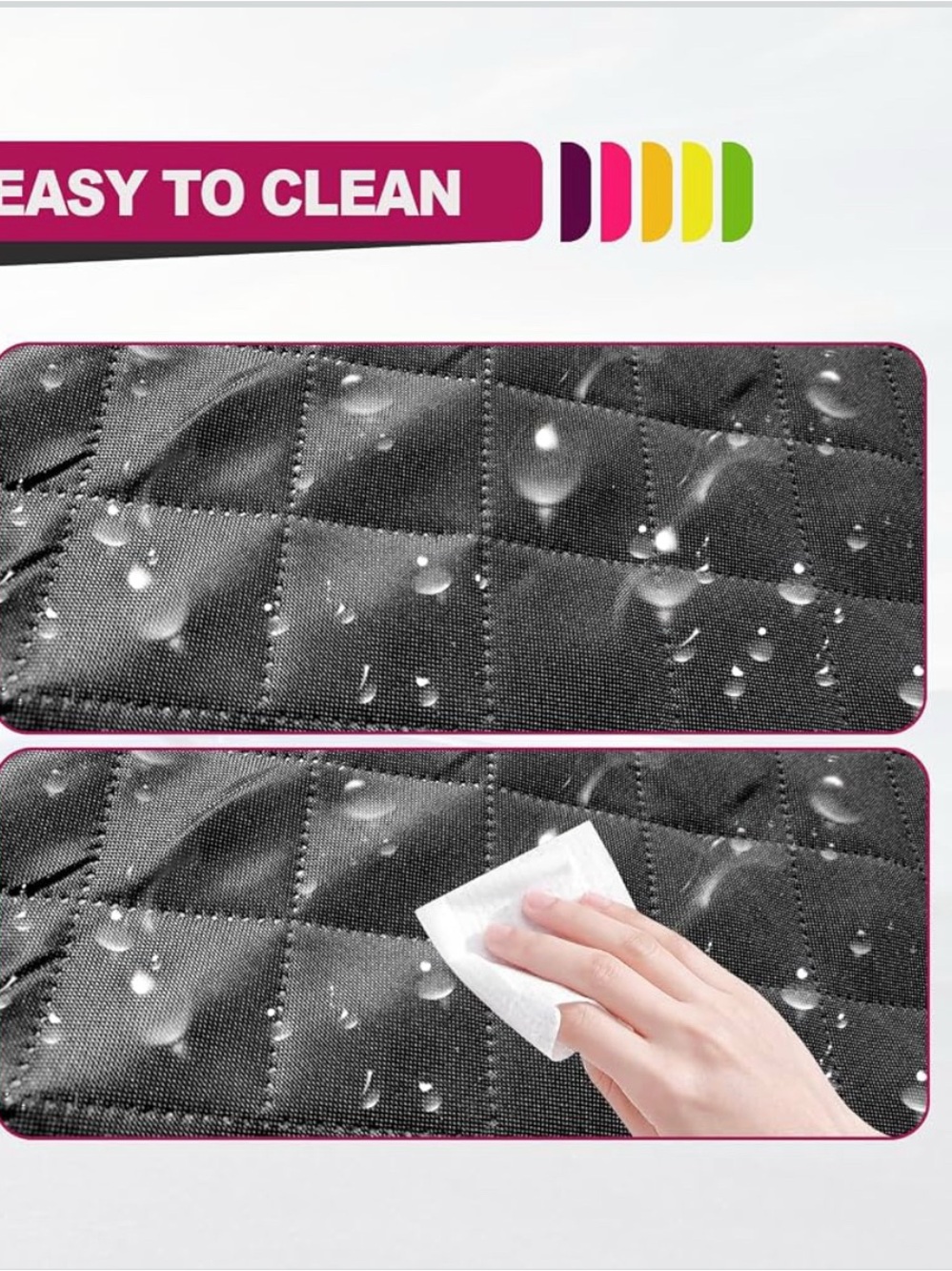Quilted Waterproof Car Pet Seat Cover with Storage Pocket - Black - Picture 6 of 7